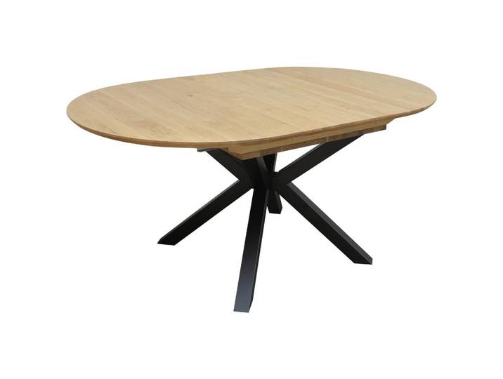 VanDerken Esstisch, Eiche, Holz, Metall, Eiche, vollmassiv, oval, 100x75x120-160 cm, Esszimmer, Tische, Esstische, Esstische oval