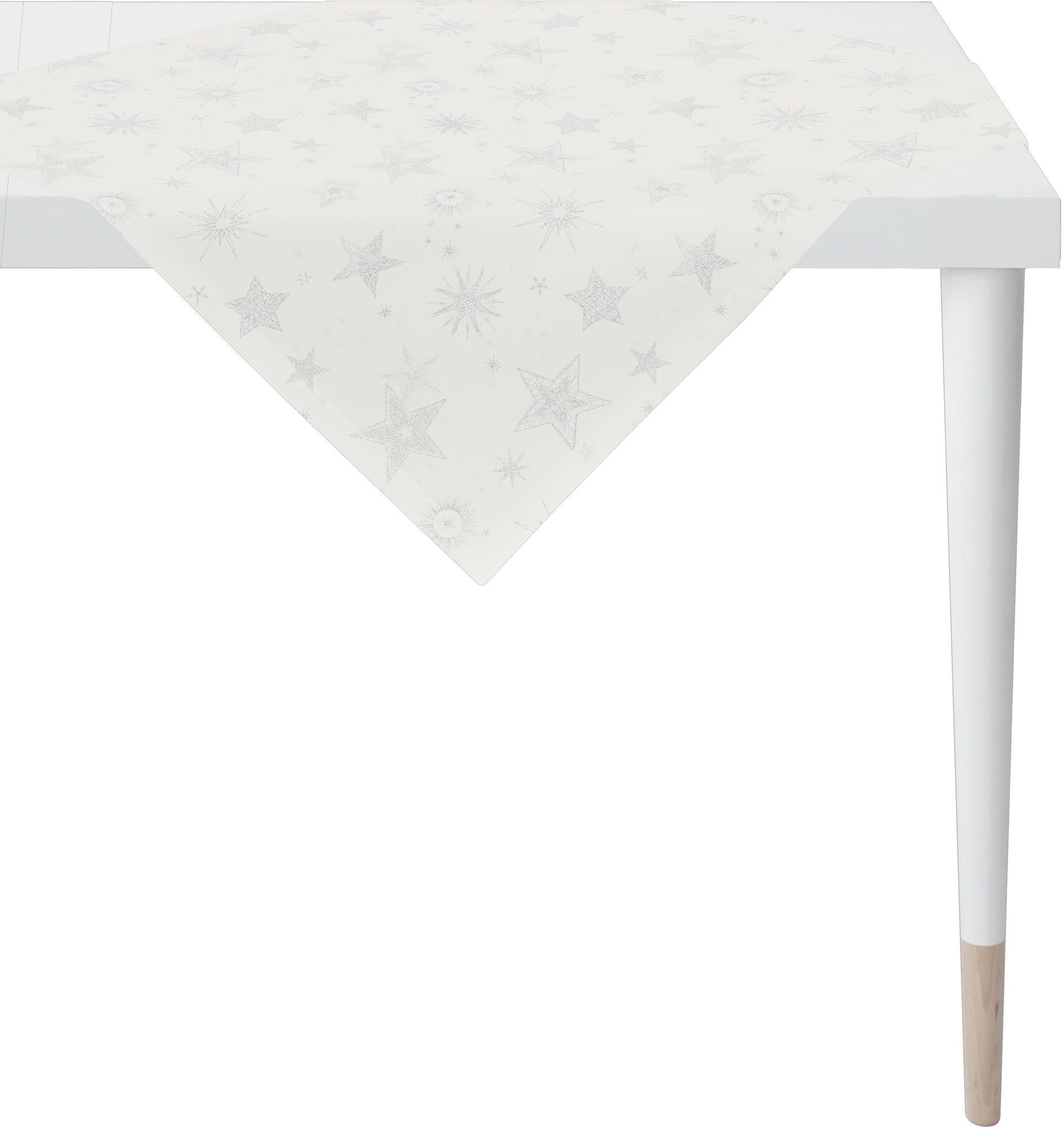 Mitteldecke APELT "8150", weiss (gebrochenes weiß, silberfarben), B:85cm L:85cm, Jacquard, Tischdecken, Mitteldecke, in verschiedenen Grössen erhältlich gebrochenes weiß, silberfarben B/L: 85cm x 85cm, quadratisch