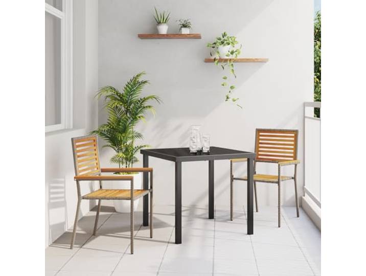 HEFZGDB Modernes Outdoor-Stuhlset Grau mit Wasserabweisendem Material und Langlebiger Bauweise für Balkon und Terrasse, Minimalistisches Design mit Flachen Armlehnen und Robuster