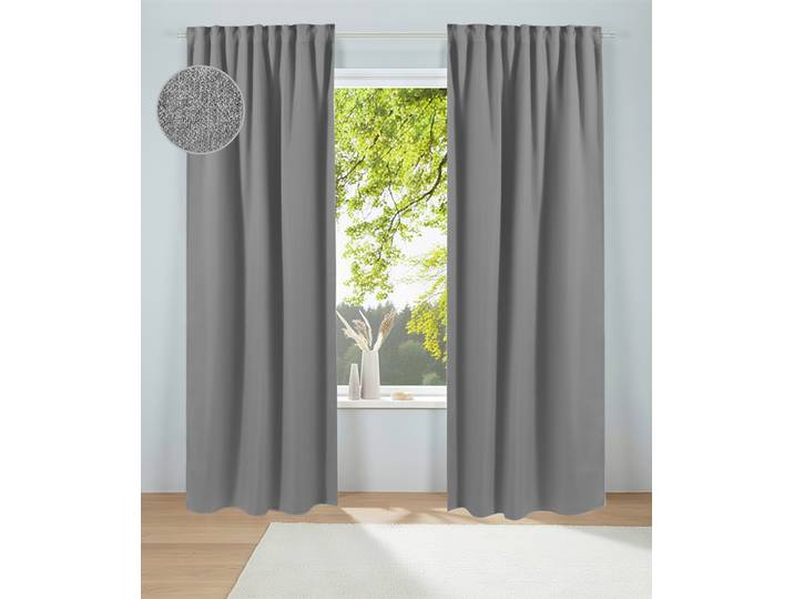 Vorhang GOODPRODUCT Alcide , 1 Stück, Blickdicht, Multifunktionsband Gr. 2, grau, B:135cm H:175cm, Polyester, Polyester, Gardinen, Vorhang, Multifunktionsband, Pflegeleicht, Modern,Premium 320 g/m²