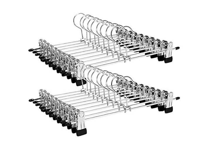 Hosenbügel, 200 Kleiderbügel aus Metall, Kleiderbügel mit rutschfesten Clips, platzsparend, Rockhalter, 360 ° drehbar, Kleiderbügel für Hosen, Röcke, Kleidung (200)