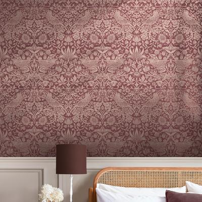 Vliestapete "Strawberry Thief Fibrous", bunt (mehrfarbig), B:0,52m L:10m, Vlies, WILLIAM MORRIS AT HOME, Tapeten, Design Tapeten