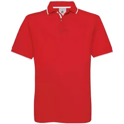 B&C Herren Piqué Polo mit Streifen Safran Sport PU413 red/white S