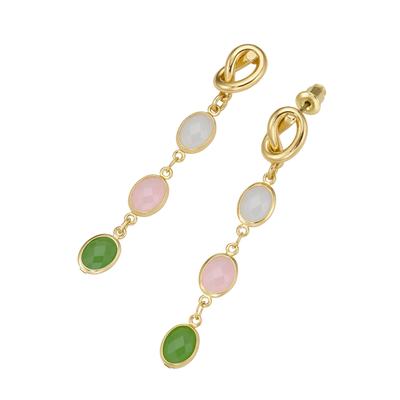 Paar Ohrstecker FIRETTI "Schmuck Geschenk Messing Ohrschmuck Ohrringe Knoten", gelbgoldfarben, weiß, rose, grün, weiß, rose, grün, Ohrringe, Damen, Messing, mit Kristallstein