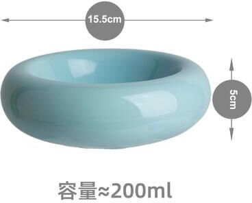Inspired Finds Ceramic Donut Cat Bowl Non Slip Elevated Pet Food & Water Dish blue