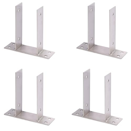 Alberts Set van 4 Roestvrijstalen U-paaldragers voor houten palen, Breedte: 91 mm, Hoogte: 200 mm
