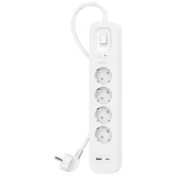 Belkin Connect Überspannungsschutz mit vier Steckdosen, einem USB-C- und einem USB-A-Anschluss