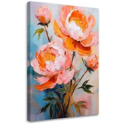 WANDBILD orangefarbene pfingstrosen blühen in der natur