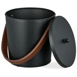 Relaxdays Ascheeimer mit Deckel 4,5 Liter Braun,Schwarz