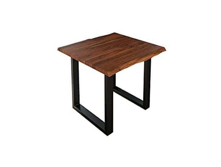 SAM Esstisch Lauren 90x90 cm Akazie Nougat Baumkante U-Gestell schwarz Baumkantentisch massiv, Akazienholz nougatfarben, Metallgestell, Esszimmertisch