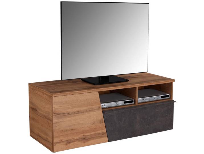 TV-Lowboard Venedig B: 140 cm Dunnkelgrau Eiche Dekor