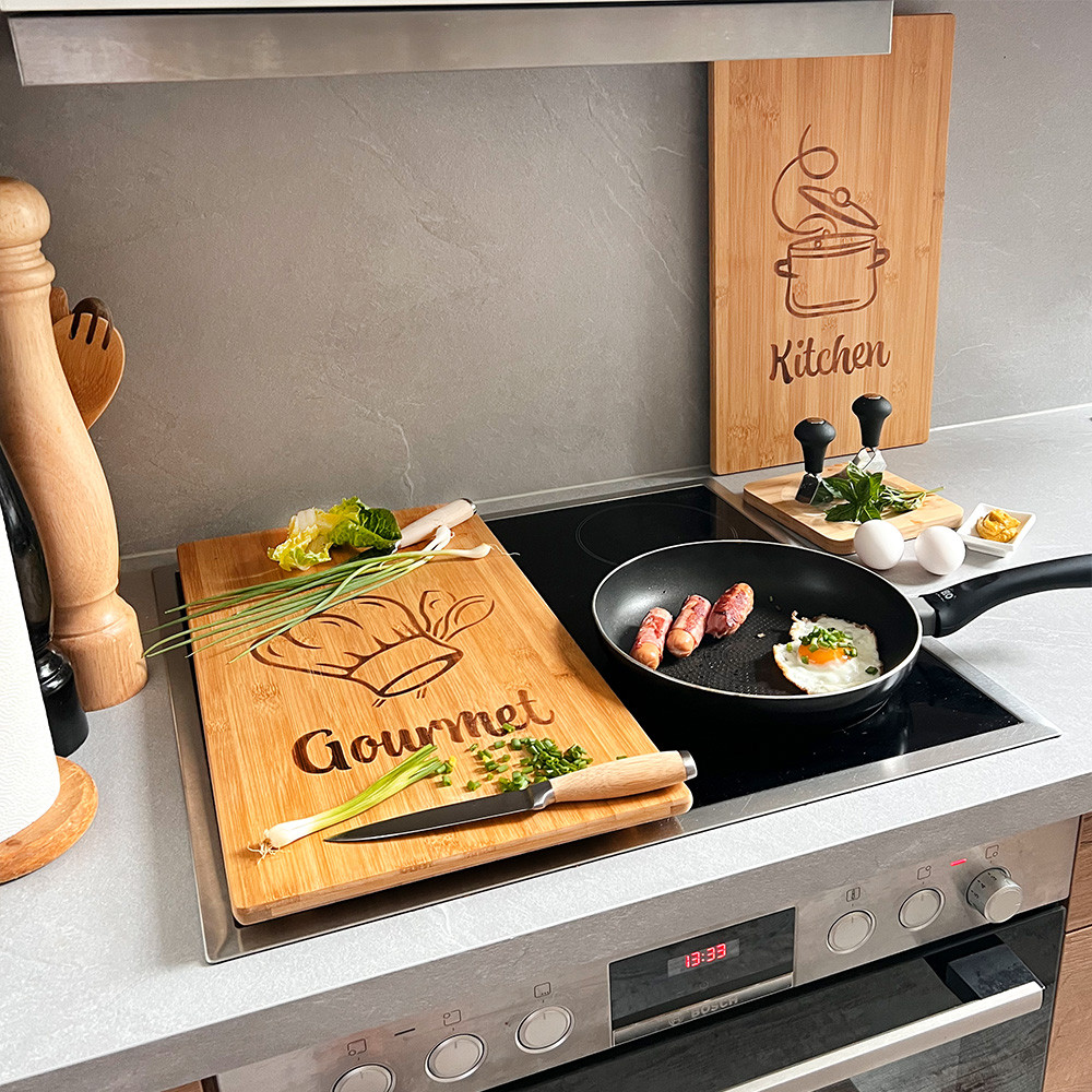 home24 Gourmet Kitchen Kookplaatafdekplaat, 2 stuks, B/D/H: 58 x 33 x 4 cm