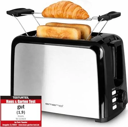 Emerio Toaster 2 Scheiben, Edelstahl, Thermostat, Aufsatz