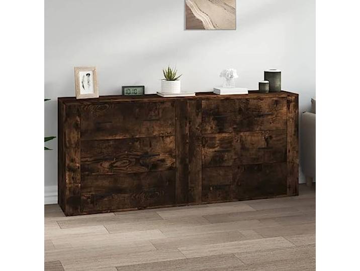 RJPLMFV Anrichte, 2-teilig, Eiche, Holz Geräumige Aufbewahrung, glatte Oberfläche, feuchtigkeitsbeständig, Wandbefestigung im Lieferumfang enthalten