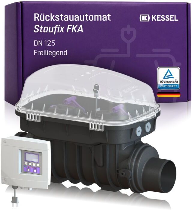 KESSEL Rückstauautomat Staufix FKA DN 125, freiliegend 84125 DN 125, für fäkalienhaltiges Abwasser, mit Comfort-Schaltgerät,