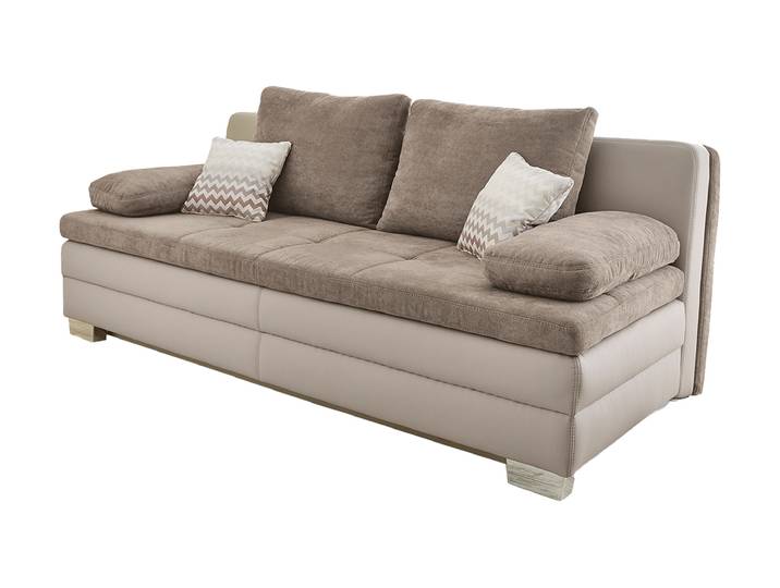 Schlafsofa Bettkasten Dauerschläfer beige 203 cm - LESLO