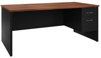 Hirsh 24D x 72W Right Hand Single Pedestal Office Desk Credenza, Black / Walnut