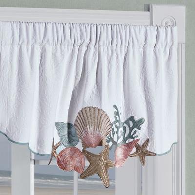 Touch of Class Seashell Medley Ascot Valance White 36 x 22, 36 x 22, White