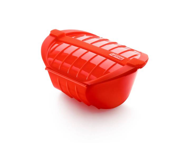 Lékué Plateau cuiseur vapeur profond micro-ondes Lékué 3-4 portions Rouge