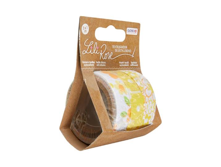 Glorex Selbstklebende Textilbänder Gelb 1.5 × 300 cm 3 Stück