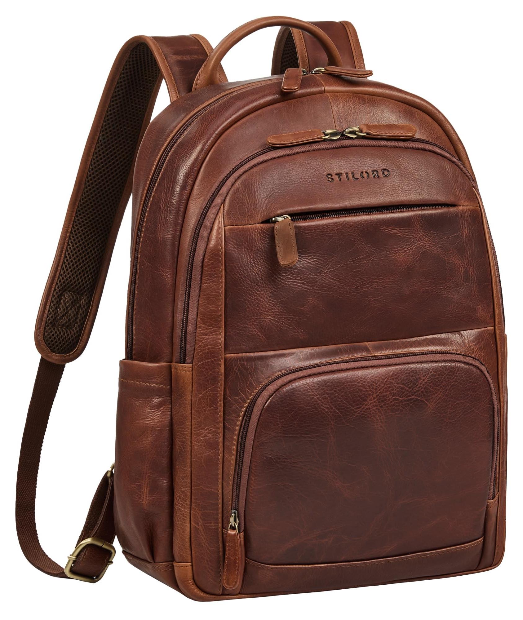 Rucksack für Laptops - geeignet für 15,6 Zoll - Cognac-Farbe