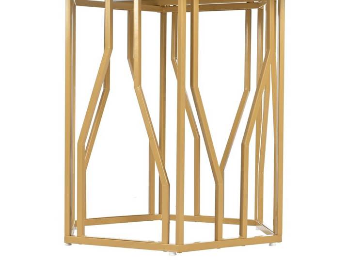 Feuille épaissie Table à manger en marbre hexagonal moderne cadre de branche en métal table basse esthétique simple convient à