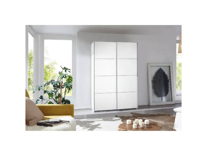 Schwebetürenschrank I 136cm Weiß/Alpinweiß Premium ohne Spiegeltür/-en