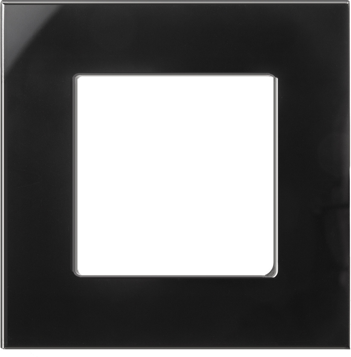 Maclean Glasframe paneel voor stopcontact, zwart, 86x86 mm