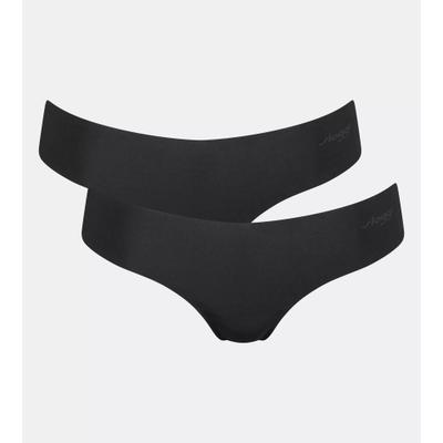 String SLOGGI "ZERO Microfibre 2.0", Damen, Gr. S, Single Jersey, schwarz, Single Jersey, Obermaterial: 76% Polyamid, 24% Elasthan, Unterhosen String, nahtlos, gewellte Abschlüsse, ultraleicht, Hipster-Stil