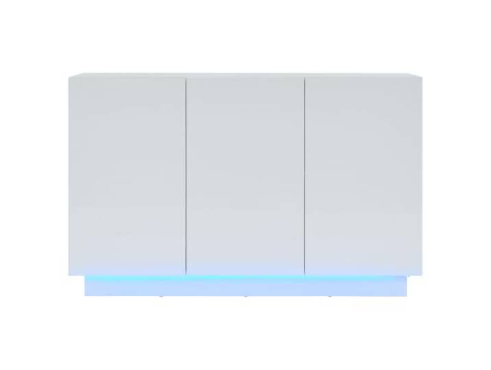 Sideboard 120x40x75cm Weiß Hochglanz LED Spanplatte, Hochglanz, 3 Türen mit Dämpfern, LED per App, verstellbare Böden, max. 60 kg, Anti-Kipp-Schutz, 120x40x75 cm