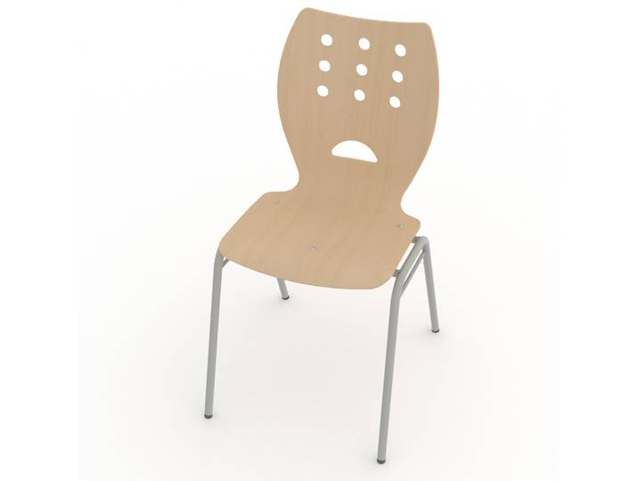 Chaise collectivités Collectiva -4 pieds métal finition alu - Hêtre