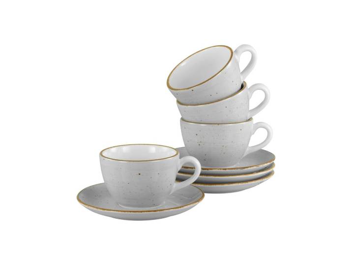 KAFFEETASSE MIT UNTERTASSE Vintage Nature Weiß/Hellgrau