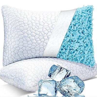 Kühlkissen zum Schlafen zerkleinerte Memory-Schaum-Bettkissen Queensize-Gel-Kissen für heiße Schläfer kühles Kissen für Seiten- Rücken- und Bauchschläfer kaltes Kissen unterstützend