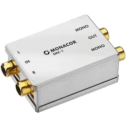 Monacor Stereo-Mono-Converter (Audio Splitter), Audio Adapter, Silber