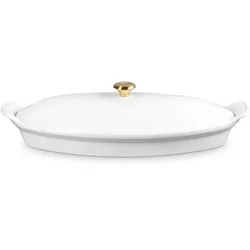 Le Creuset Fischbackform Tradition mit Deckel 34cm - weiß