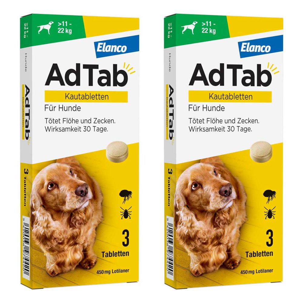 Elanco Deutschland GmbH AdTab 450 Mg Kautabletten für Hunde >11-22 Kg 08102629