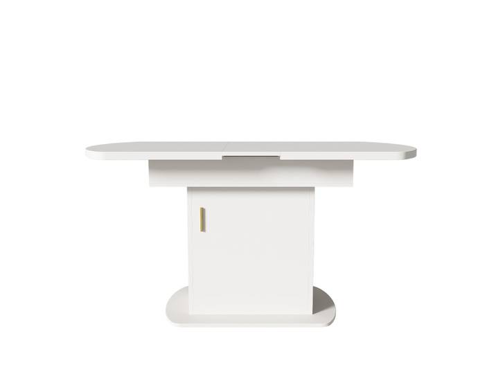 Table ovale extensible rangement 110/130x70 blanc+or