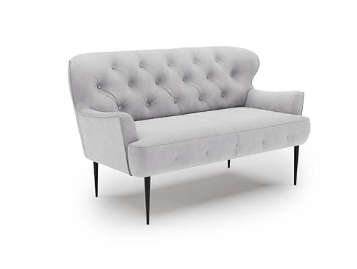 CAVADORE 2-Sitzer Küchensofa Amba, Trendige Sitzbank für Küche oder Esszimmer / 153 x 97 x 87 / Flachgewebe: Hellgrau