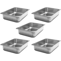 AcMax 5 Stück Eisbehälter Edelstahl Ice Cream Pan Tiefe 80mm / 360mm lang/ 250mm Breit