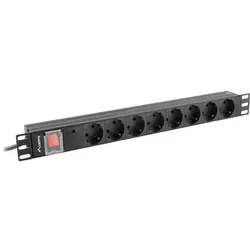 Lanberg PDU-08F-0200-BK Stromverteilereinheit (PDU) 8 AC-Ausgänge 1U Schwarz