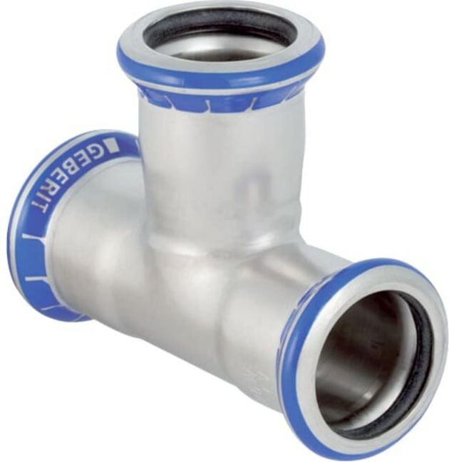 Geberit Té Mapress d= 15mm, égal, sans LABS, acier inoxydable (81002)
