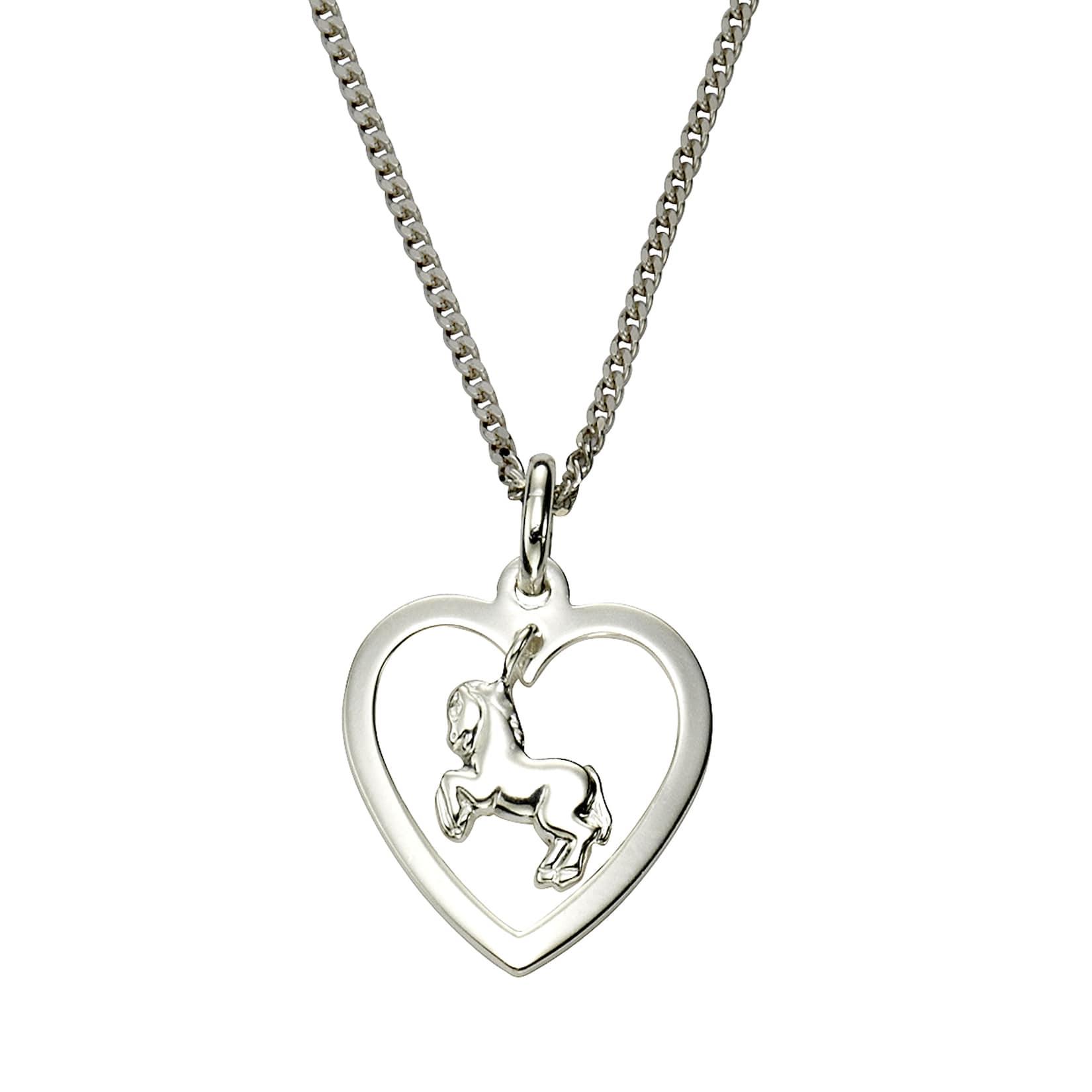 Zeeme for Kids Halskette Silber 925 Motiv Herz und Pferd