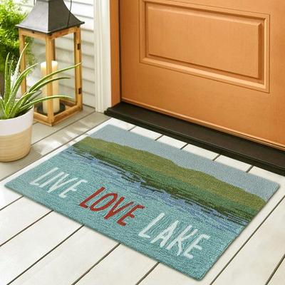 Trans Ocean Import Co Inc Live Love Lake Rectangle Mat Aqua, 30 x 20, Aqua