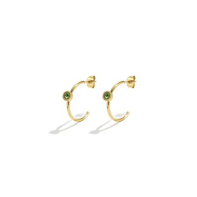 Paar Creolen ADELIA´S "LIVAYA Ohrringe Creolen mit rundem Strass-Element aus Edelstahl", Damen, Gr. Damen, Edelstahl, grün, Ohrringe, Stylisch akzentuiert durch das runde Strass-Element