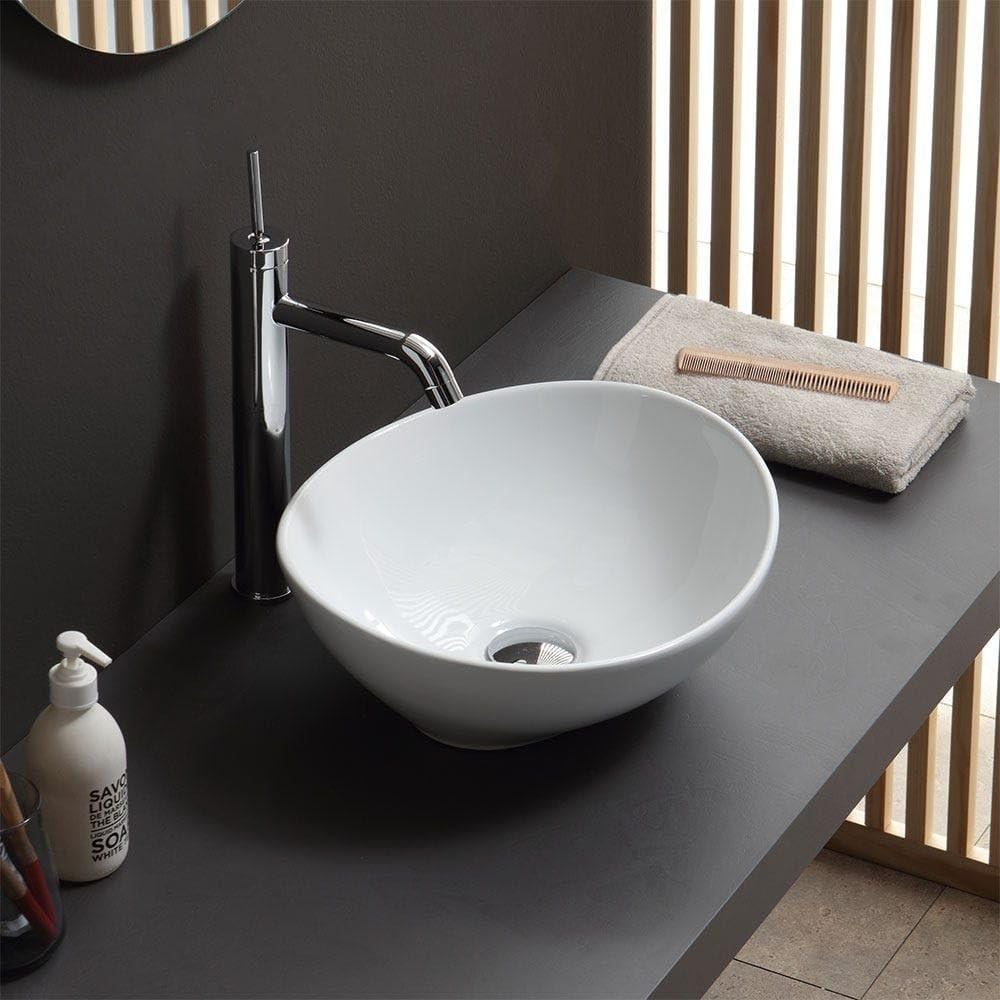 Ovale keramische wasbak voor wandmontage