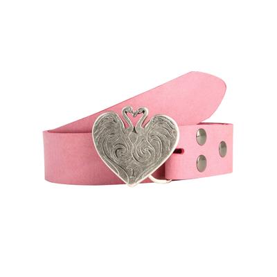 Ledergürtel RETTUNGSRING GÜRTEL, Damen, Gr. 110, pink, Leder, unifarben, Gürtel Ledergürtel, Schließe »Flamingoherz Geschlosen Silber mit Swarowski-Kristall«
