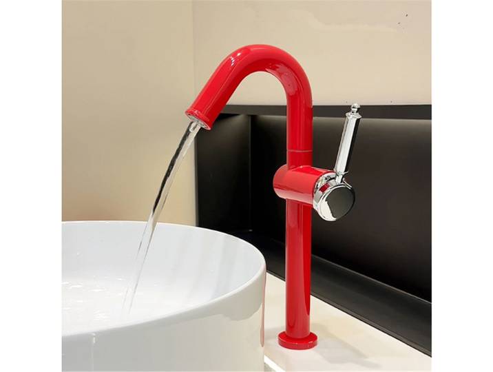 Robinet de salle de bains Torneiras rouge, robinet de lavabo rose, robinet d'évier gris, robinets de lavabo, mitigeur chaud et froid, grue