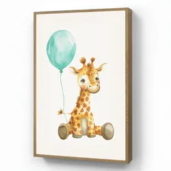 WANDLEUCHTE MIT AKKU Giraffe - Baby - Tiere - Blauer Ballon Dimmbar 60x90 cm Wandlampe