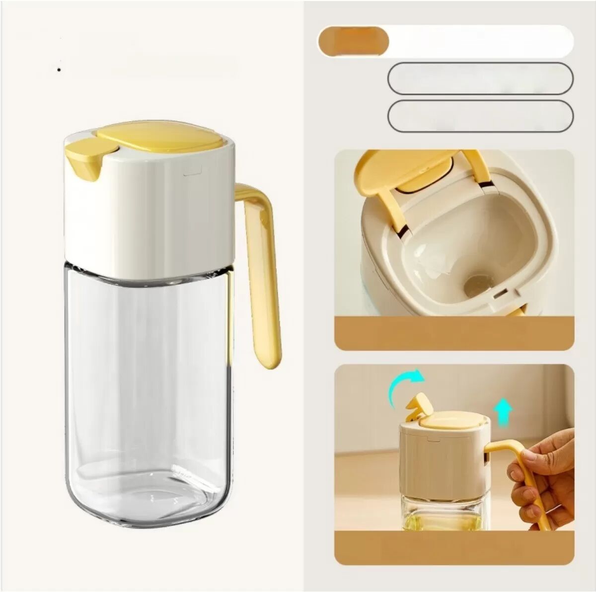 INF 500ML Küchen Glas Öl Sprühflasche - Sprühen & Gießen, Kontrollierte Dosierung Weiß