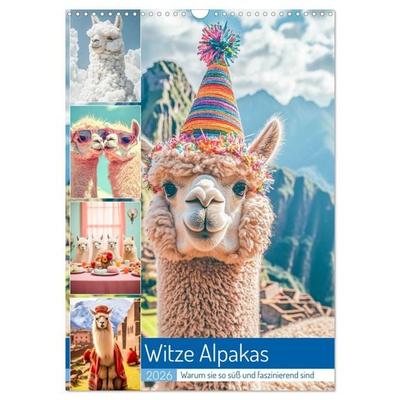 Witzige Alpakas (Wandkalender 2026 DIN A3 hoch), CALVENDO Monatskalender